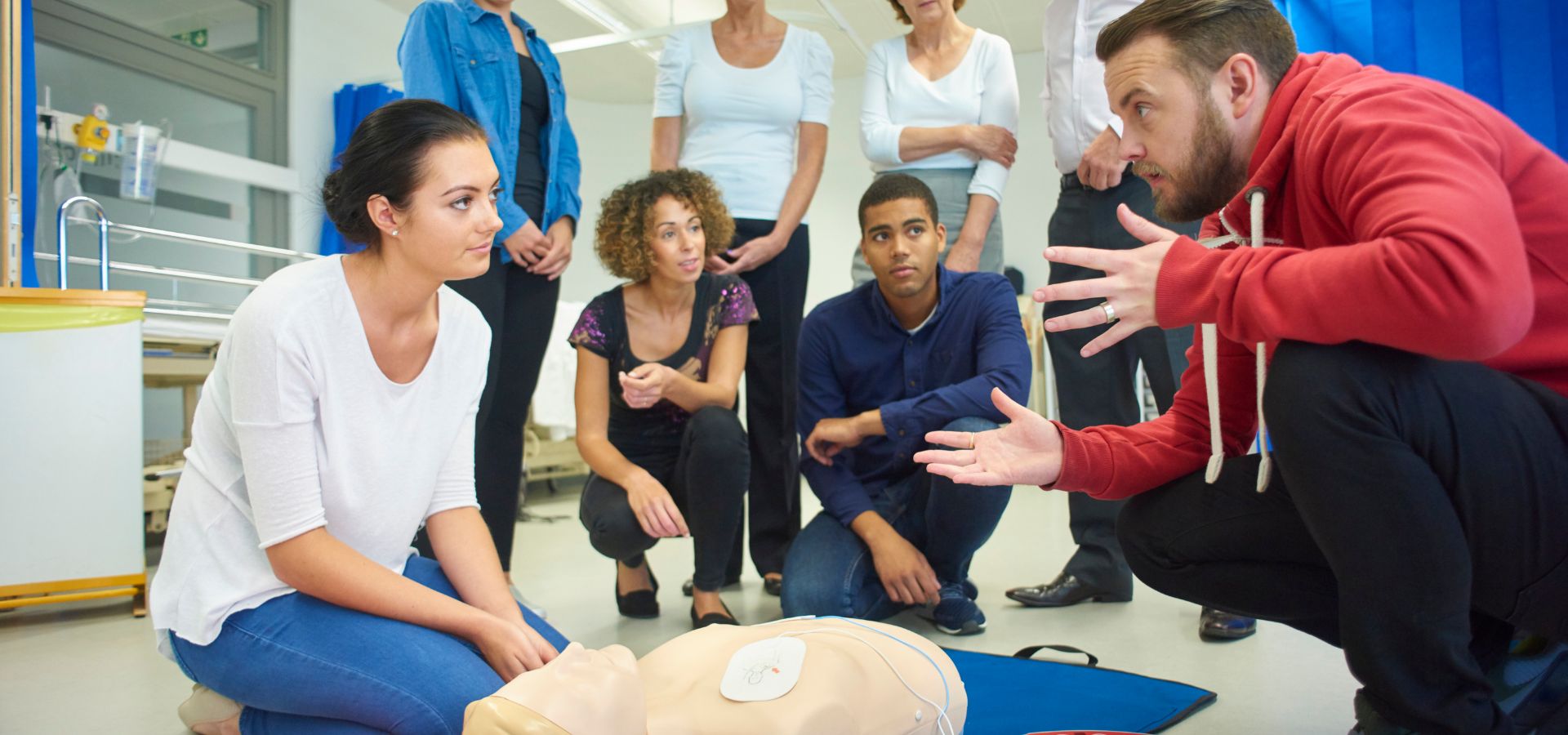 Authorized training class reviewing emergency response skills