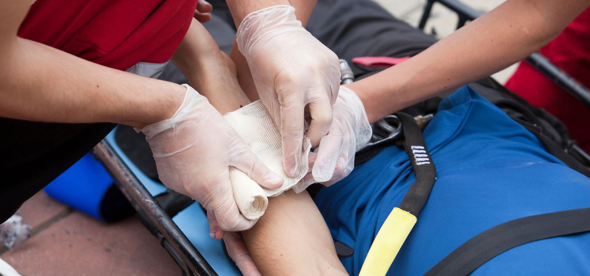 First aid supplies and training materials used in class
